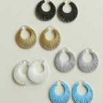 Minimalist Woven Leather Hoop Earrings - floysun