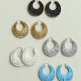 Minimalist Woven Leather Hoop Earrings - floysun