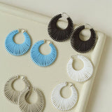 Minimalist Woven Leather Hoop Earrings - floysun