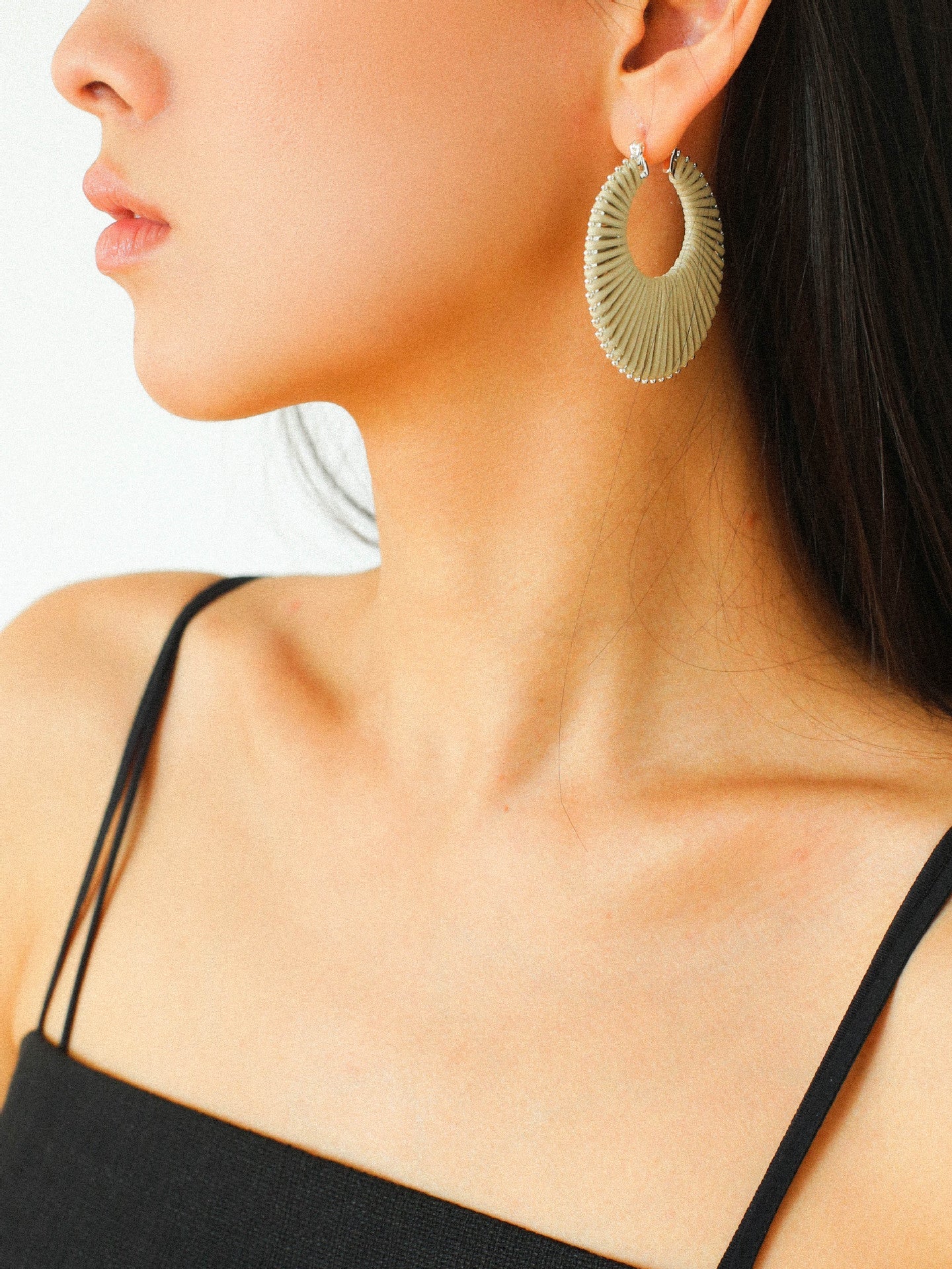 Minimalist Woven Leather Hoop Earrings - floysun