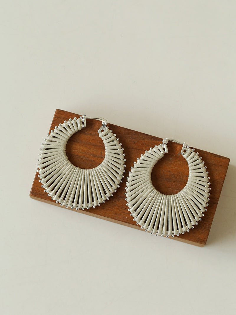 Minimalist Woven Leather Hoop Earrings - floysun