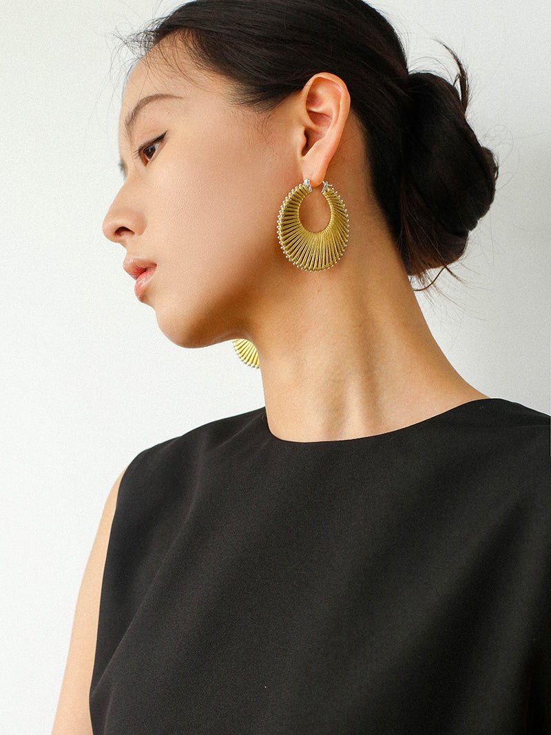 Minimalist Woven Leather Hoop Earrings - floysun