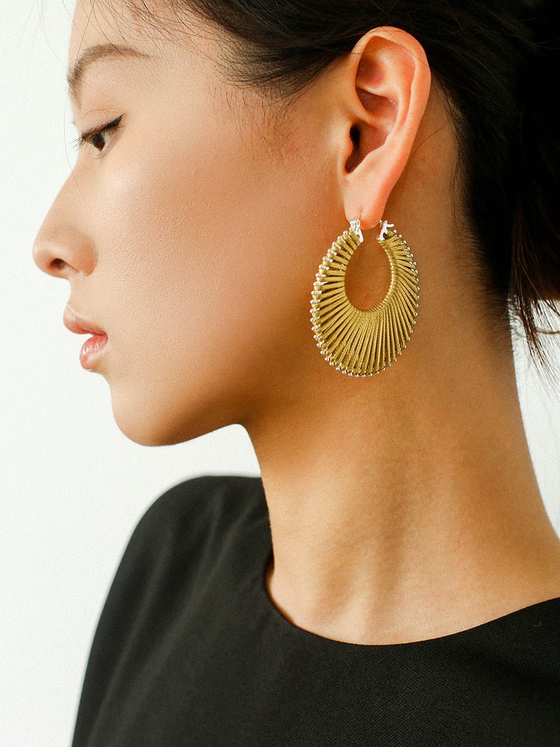 Minimalist Woven Leather Hoop Earrings - floysun