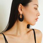 Minimalist Woven Leather Hoop Earrings - floysun