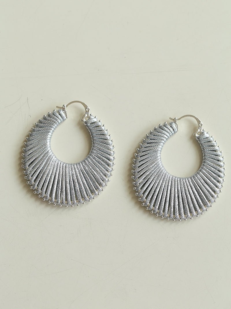 Minimalist Woven Leather Hoop Earrings - floysun