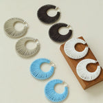 Minimalist Woven Leather Hoop Earrings - floysun