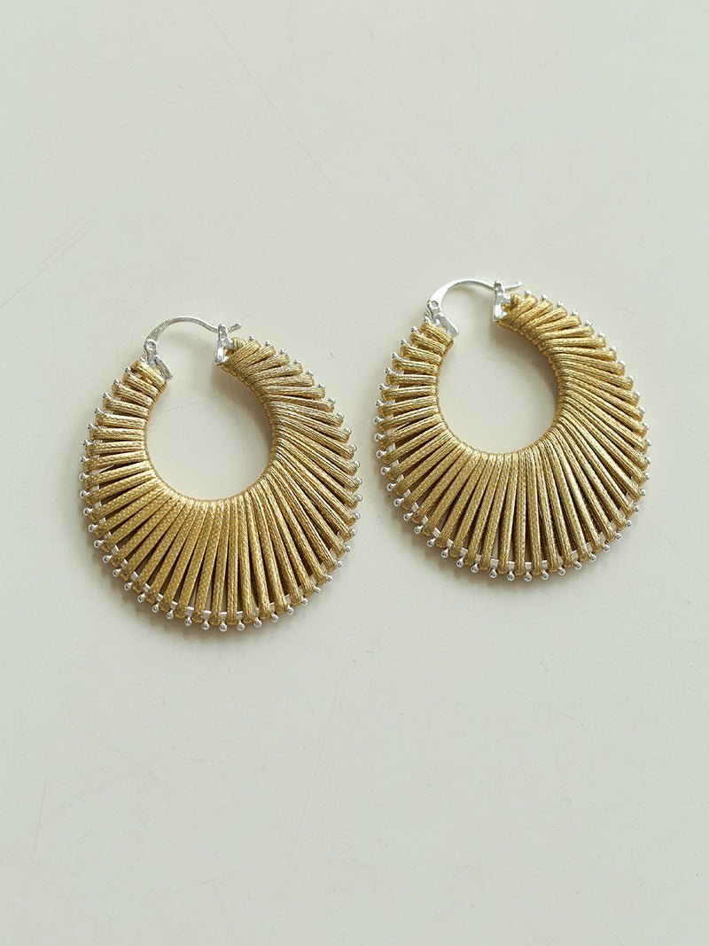 Minimalist Woven Leather Hoop Earrings - floysun