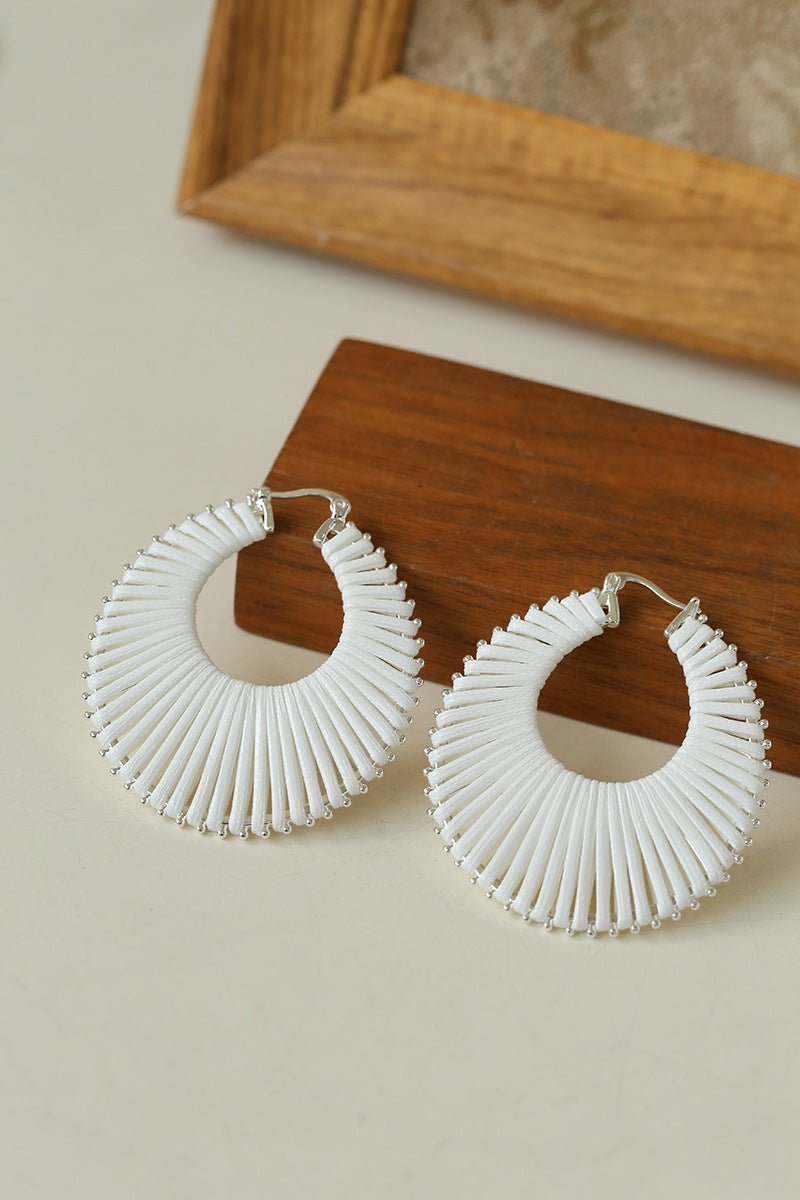 Minimalist Woven Leather Hoop Earrings - floysun