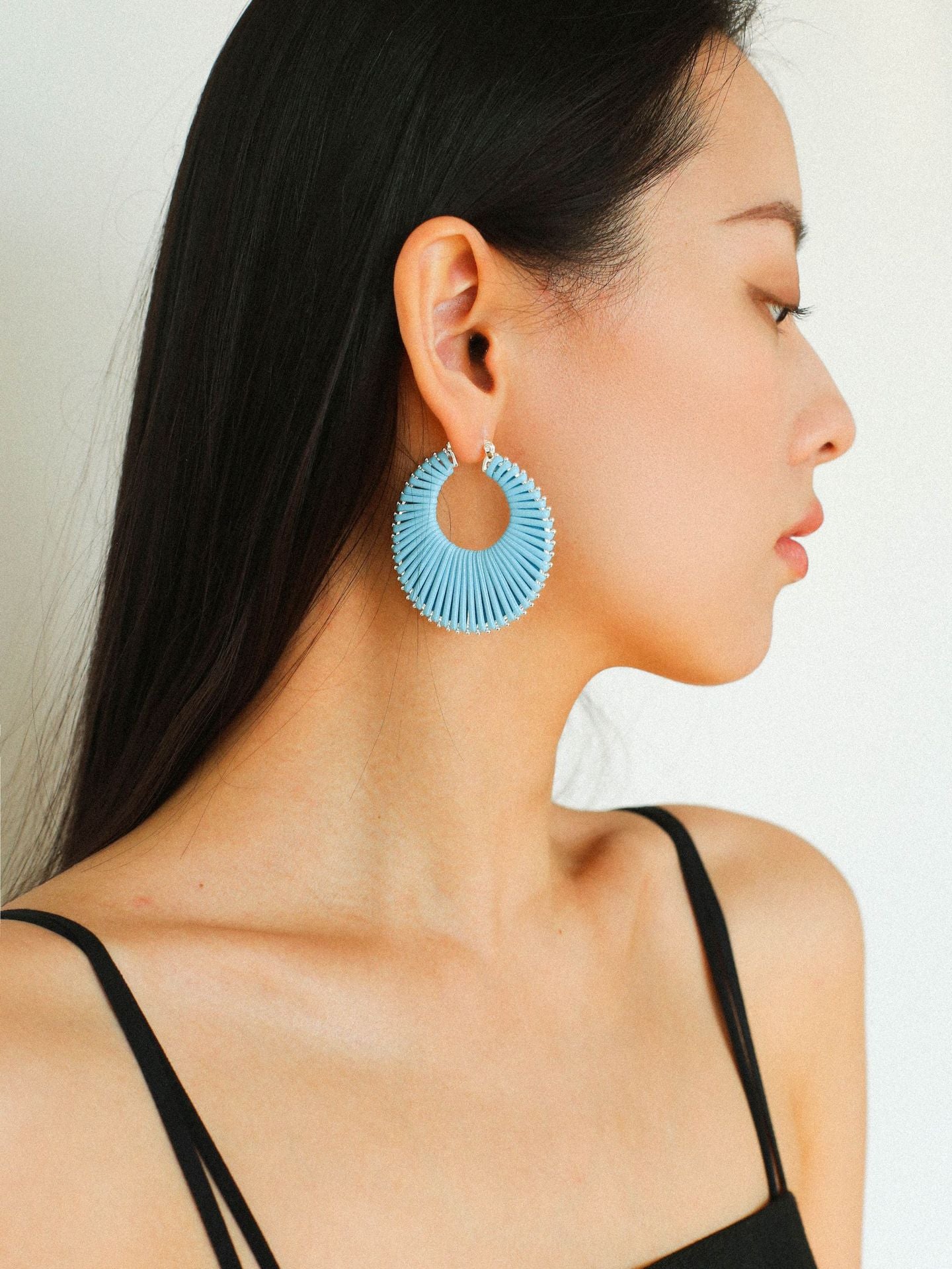 Minimalist Woven Leather Hoop Earrings - floysun