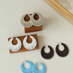 Minimalist Woven Leather Hoop Earrings - floysun