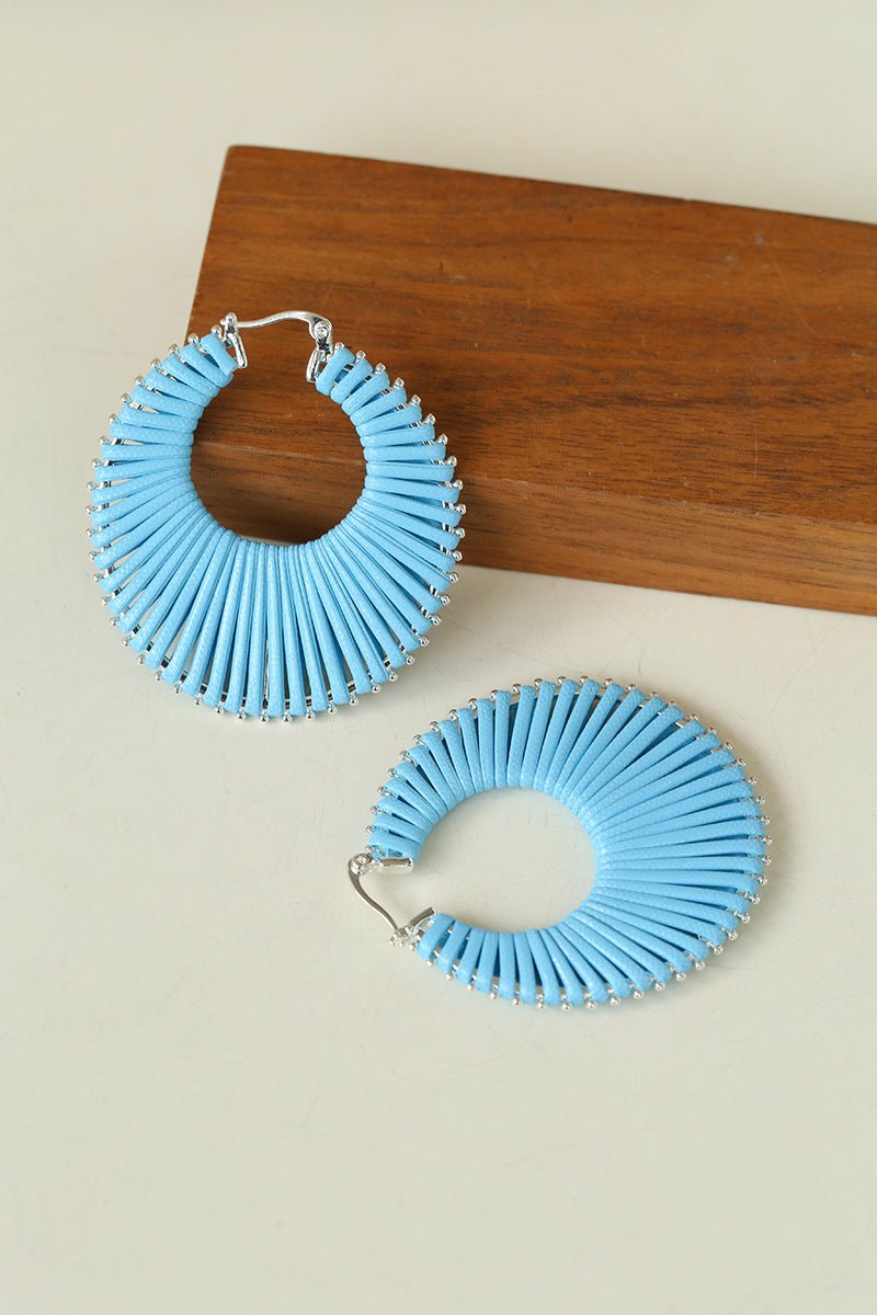 Minimalist Woven Leather Hoop Earrings - floysun