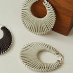 Minimalist Woven Leather Hoop Earrings - floysun