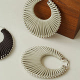 Minimalist Woven Leather Hoop Earrings - floysun