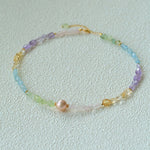 Mint Fizz Candy Crystal Beaded Necklace – Mixed Gemstone & Baroque Pearl - floysun