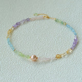 Mint Fizz Candy Crystal Beaded Necklace – Mixed Gemstone & Baroque Pearl - floysun