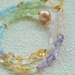 Mint Fizz Candy Crystal Beaded Necklace – Mixed Gemstone & Baroque Pearl - floysun