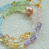 Mint Fizz Candy Crystal Beaded Necklace – Mixed Gemstone & Baroque Pearl - floysun