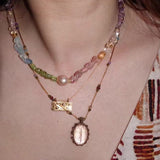 Mint Fizz Candy Crystal Beaded Necklace – Mixed Gemstone & Baroque Pearl - floysun