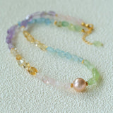 Mint Fizz Candy Crystal Beaded Necklace – Mixed Gemstone & Baroque Pearl - floysun