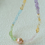 Mint Fizz Candy Crystal Beaded Necklace – Mixed Gemstone & Baroque Pearl - floysun