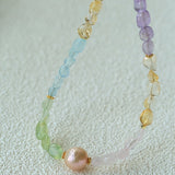 Mint Fizz Candy Crystal Beaded Necklace – Mixed Gemstone & Baroque Pearl - floysun
