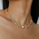 Mint Fizz Candy Crystal Beaded Necklace – Mixed Gemstone & Baroque Pearl - floysun