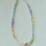 Mint Fizz Candy Crystal Beaded Necklace – Mixed Gemstone & Baroque Pearl - floysun