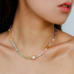 Mint Fizz Candy Crystal Beaded Necklace – Mixed Gemstone & Baroque Pearl - floysun
