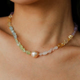 Mint Fizz Candy Crystal Beaded Necklace – Mixed Gemstone & Baroque Pearl - floysun