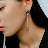 Mist Moon Grey Agate Drop Earrings - floysun