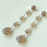 Mist Moon Grey Agate Drop Earrings - floysun