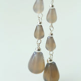 Mist Moon Grey Agate Drop Earrings - floysun