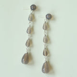 Mist Moon Grey Agate Drop Earrings - floysun