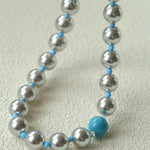 Misty Sky · Grey Pearl & Blue Aventurine Necklace - floysun
