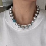 Misty Sky · Grey Pearl & Blue Aventurine Necklace - floysun