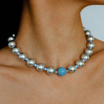 Misty Sky · Grey Pearl & Blue Aventurine Necklace - floysun
