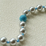Misty Sky · Grey Pearl & Blue Aventurine Necklace - floysun