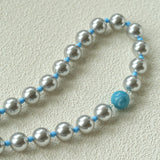 Misty Sky · Grey Pearl & Blue Aventurine Necklace - floysun