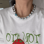 Misty Sky · Grey Pearl & Blue Aventurine Necklace - floysun