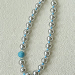 Misty Sky · Grey Pearl & Blue Aventurine Necklace - floysun