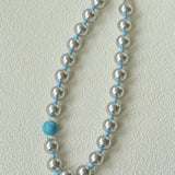 Misty Sky · Grey Pearl & Blue Aventurine Necklace - floysun