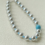 Misty Sky · Grey Pearl & Blue Aventurine Necklace - floysun
