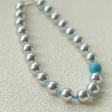 Misty Sky · Grey Pearl & Blue Aventurine Necklace - floysun