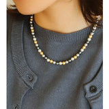 Mixed Color Hemp Gray Tahitian Round Artificial Pearl Necklace - 6mm Pearls - floysun