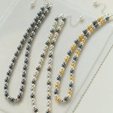 Mixed Color Hemp Gray Tahitian Round Artificial Pearl Necklace - 6mm Pearls - floysun