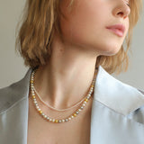 Mixed Color Hemp Gray Tahitian Round Artificial Pearl Necklace - 6mm Pearls - floysun
