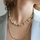 Mixed Color Hemp Gray Tahitian Round Artificial Pearl Necklace - 6mm Pearls - floysun