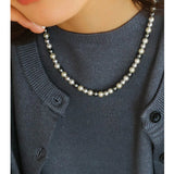 Mixed Color Hemp Gray Tahitian Round Artificial Pearl Necklace - 6mm Pearls - floysun
