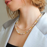 Mixed Color Hemp Gray Tahitian Round Artificial Pearl Necklace - 6mm Pearls - floysun