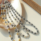 Mixed Color Hemp Gray Tahitian Round Artificial Pearl Necklace - 6mm Pearls - floysun